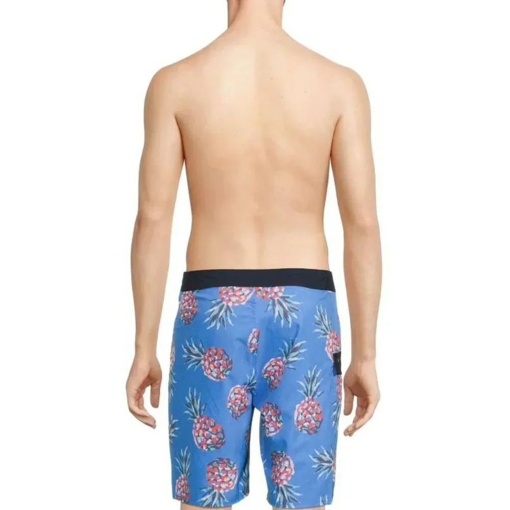 NEW Size 30 Mens Rip Curl Caicos Pineapple Printed Blue Drawstring Swim Shorts